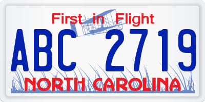 NC license plate ABC2719