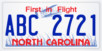 NC license plate ABC2721