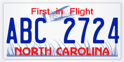 NC license plate ABC2724