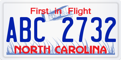NC license plate ABC2732