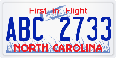 NC license plate ABC2733