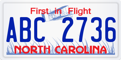 NC license plate ABC2736