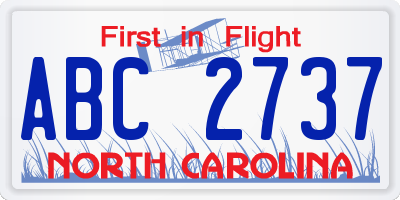 NC license plate ABC2737