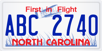 NC license plate ABC2740