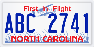 NC license plate ABC2741