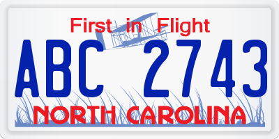NC license plate ABC2743