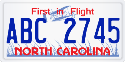 NC license plate ABC2745