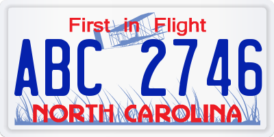 NC license plate ABC2746