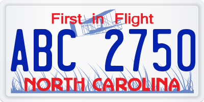 NC license plate ABC2750