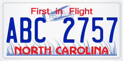 NC license plate ABC2757