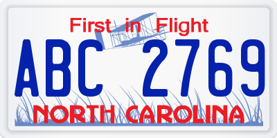 NC license plate ABC2769