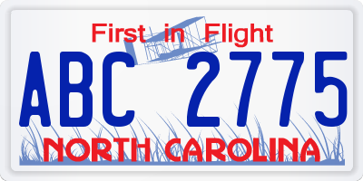 NC license plate ABC2775