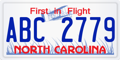 NC license plate ABC2779