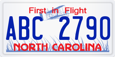 NC license plate ABC2790