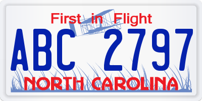 NC license plate ABC2797