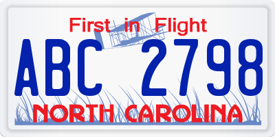NC license plate ABC2798