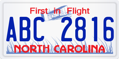 NC license plate ABC2816