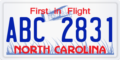 NC license plate ABC2831