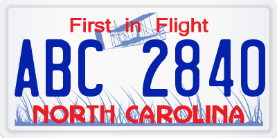 NC license plate ABC2840