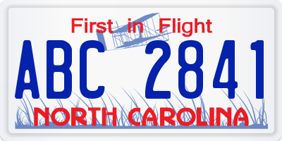 NC license plate ABC2841