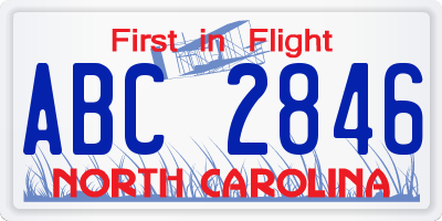 NC license plate ABC2846
