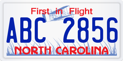 NC license plate ABC2856