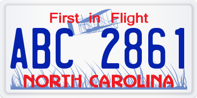 NC license plate ABC2861