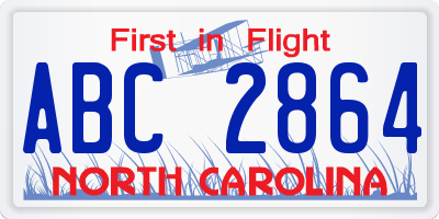 NC license plate ABC2864