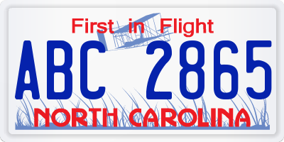 NC license plate ABC2865