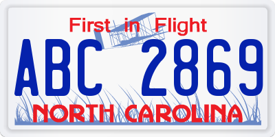 NC license plate ABC2869