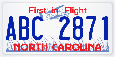 NC license plate ABC2871