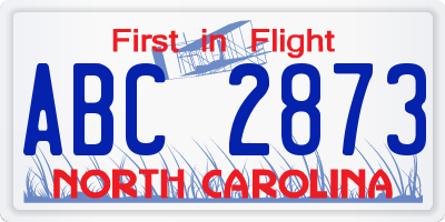 NC license plate ABC2873