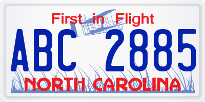 NC license plate ABC2885