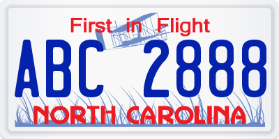 NC license plate ABC2888