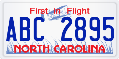 NC license plate ABC2895