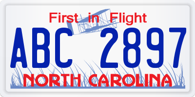 NC license plate ABC2897