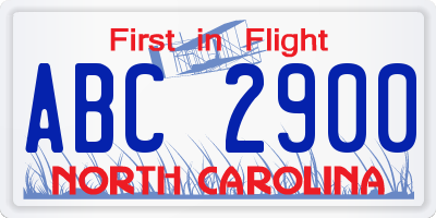 NC license plate ABC2900
