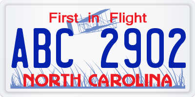 NC license plate ABC2902