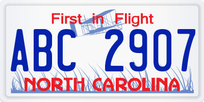 NC license plate ABC2907
