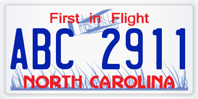NC license plate ABC2911
