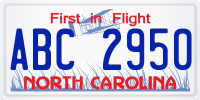 NC license plate ABC2950