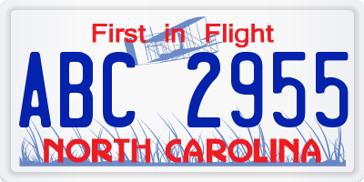 NC license plate ABC2955