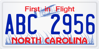 NC license plate ABC2956