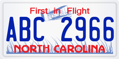 NC license plate ABC2966