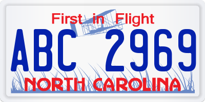NC license plate ABC2969