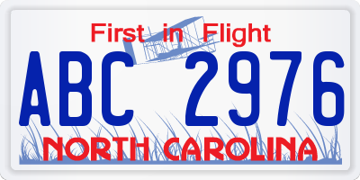 NC license plate ABC2976