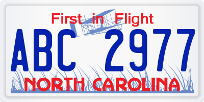 NC license plate ABC2977