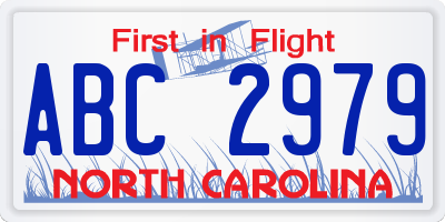 NC license plate ABC2979