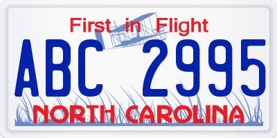 NC license plate ABC2995