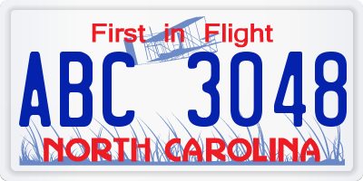 NC license plate ABC3048